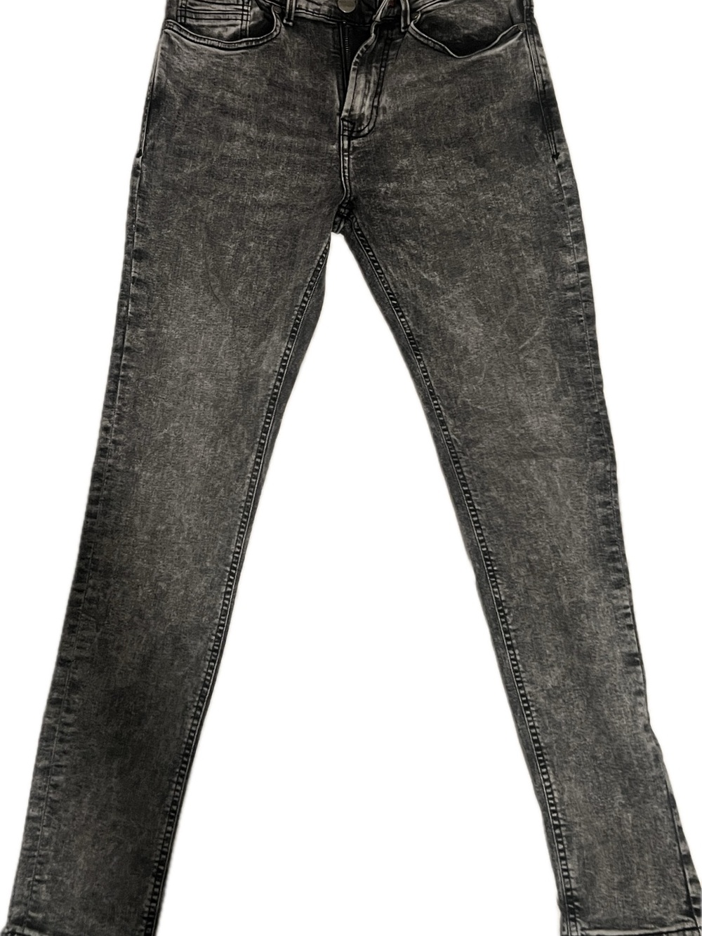 Black Acid Washed Skinny Jeans — Women's Stretch High-Rise